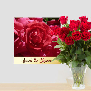 Ruik de Rozen Red Floral Gold Folie Afdrukken