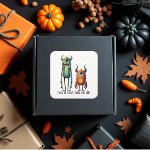 Ruik onze voeten Monster Buddies Custom Vierkante Sticker