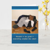 Ruikt naar verjaardagstaart Grappig Wenskaart Kaart (Gele Bloem)