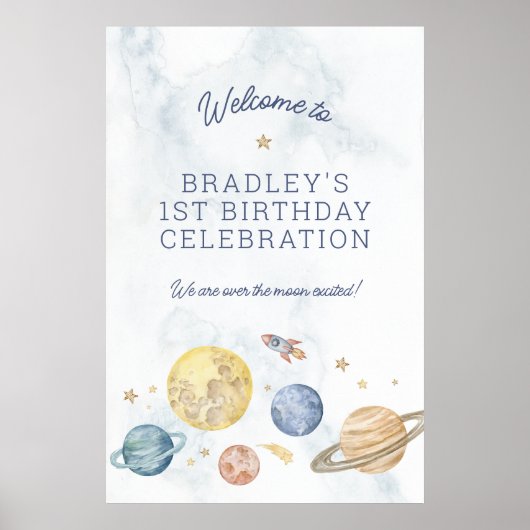 Ruimte 1e Verjaardag Poster Welkomstbord (Voorkant)