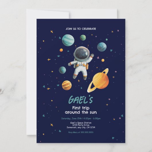 Ruimte 1e verjaardagsfeestje Eerste reis rond de z Kaart (Voorkant)