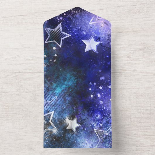 Ruimte-achtergrond met sterren all in one uitnodiging (Binnen)