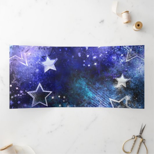 Ruimte-achtergrond met sterren drieluik aankondiging (Binnen)