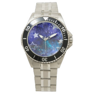 Ruimte-achtergrond met sterren horloge