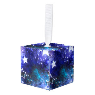 Ruimte-achtergrond met sterren kubus ornament