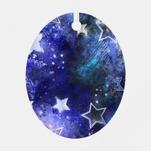 Ruimte-achtergrond met sterren metalen ornament (Achterkant)