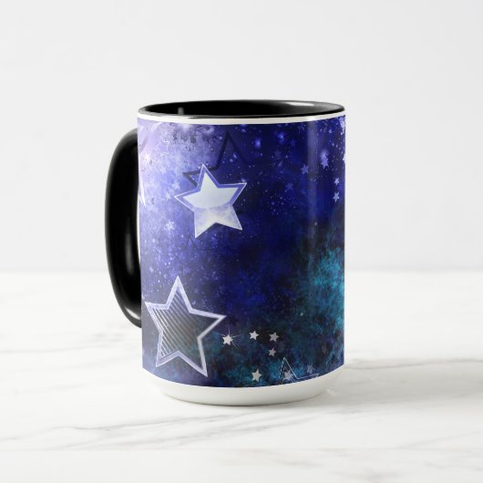 Ruimte-achtergrond met sterren mok (Voorkant links)