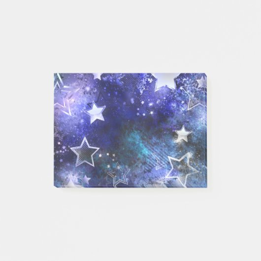 Ruimte-achtergrond met sterren post-it® notes (Voorkant)