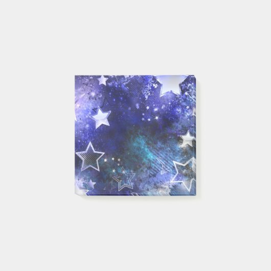 Ruimte-achtergrond met sterren post-it® notes (Voorkant)