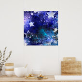 Ruimte-achtergrond met sterren poster (Keuken)