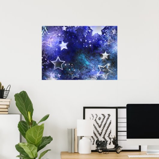 Ruimte-achtergrond met sterren poster (Thuiskantoor)