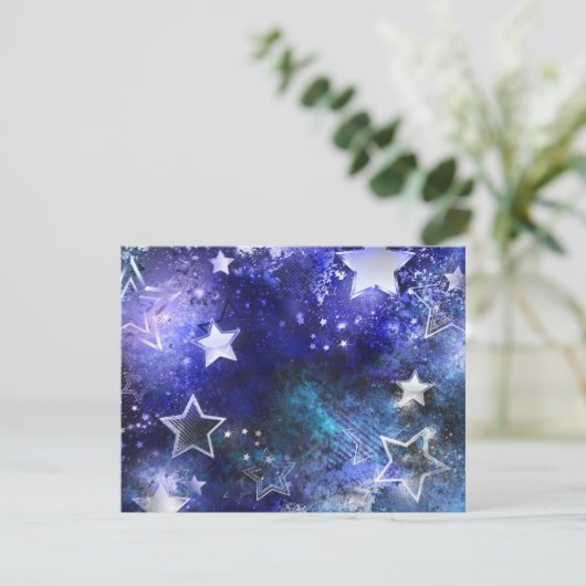 Ruimte-achtergrond met sterren save the date (Staand voorkant)