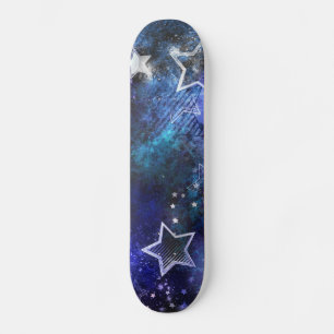 Ruimte-achtergrond met sterren skateboard