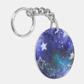 Ruimte-achtergrond met sterren sleutelhanger (Voorkant Links)