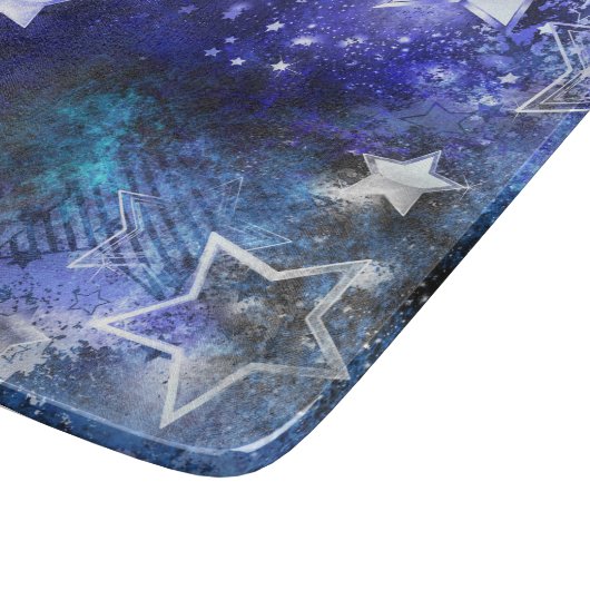 Ruimte-achtergrond met sterren snijplank (Hoek)