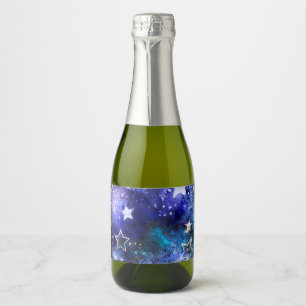 Ruimte-achtergrond met sterren sparkling wijnetiket