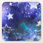 Ruimte-achtergrond met sterren vierkante kartonnen onderzetter (Voorkant)