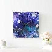 Ruimte-achtergrond met sterren vierkante klok (Huis)