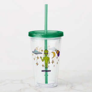 Ruimte-Alien met persoonlijke vingerafdruk Acryl Drinkbeker