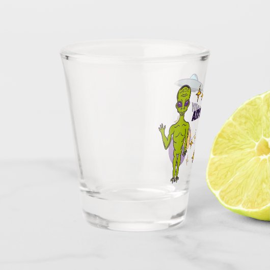 Ruimte-Alien met persoonlijke vingerafdruk Shot Glas (Links)