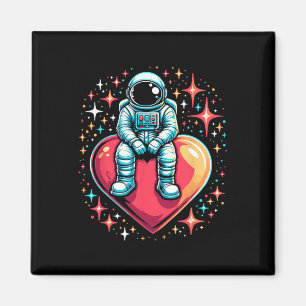 Ruimte Astronaut Hart Lloon Valentijnsdag Valentij Magneet