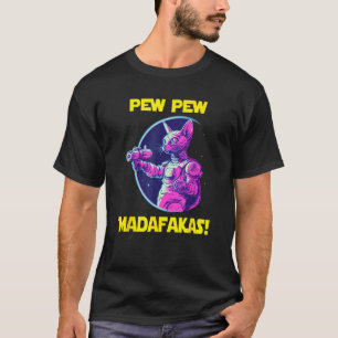 Ruimte Astronaut Pew Madafakas Cornish Rex Kat T-shirt