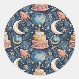 Ruimte Avontuur Kinderverjaardag Ronde Sticker