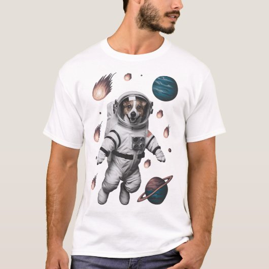 Ruimte Avontuur Met Een Hond Astronaut T-shirt (Voorkant)