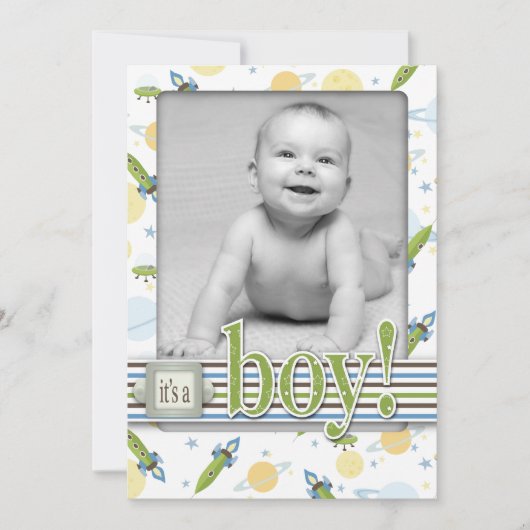 Ruimte-Baby-aanroepkaart, 5x7 Aankondiging (Voorkant)