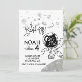 RUIMTE BIRTHDAY, Planets Rocket Ship Astronaut (Staand voorkant)