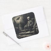  ruimte buitenaards en ufo Antiek gravure Vierkante Sticker (Envelop)