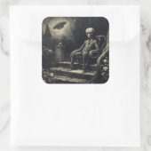  ruimte buitenaards en ufo Antiek gravure Vierkante Sticker (Tas)