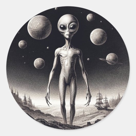 Ruimte Buitenaards in Science Fiction Illustratie Ronde Sticker (Voorkant)