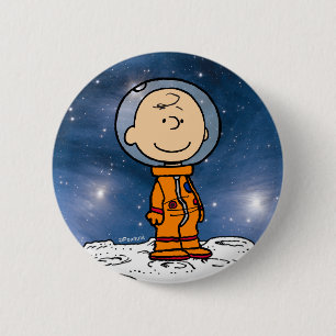 RUIMTE Charlie Brown Astronaut Ronde Button 5,7 Cm