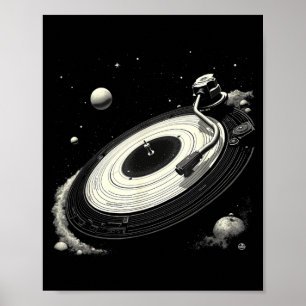 Ruimte-dj's voor mannen Zonnestelsel Vinylplaat Poster