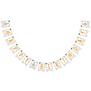 Ruimte eerste reis rond de zon verjaardagsfeestje vlaggetjes