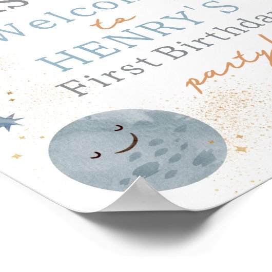 Ruimte eerste verjaardag welkom teken poster (Hoek)