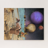 Ruimte en bloemen op de strand legpuzzel (Horizontaal)