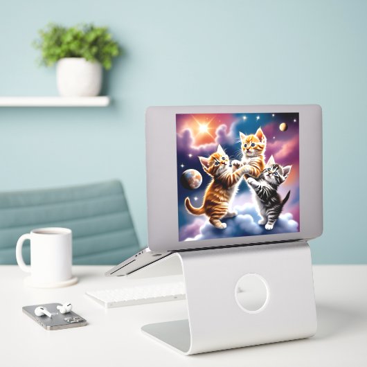 Ruimte en een kat sticker (Laptop op bureau)