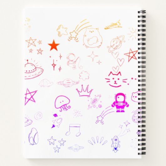 Ruimte en Planeten Doodle Gepersonaliseerd Notitie Notitieboek (Achterkant)