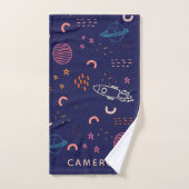 Ruimte en planeten Stoodle in Blauw Gepersonalisee Bad Handdoek (Handdoek)