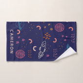 Ruimte en planeten Stoodle in Blauw Gepersonalisee Bad Handdoek (Handdoek)