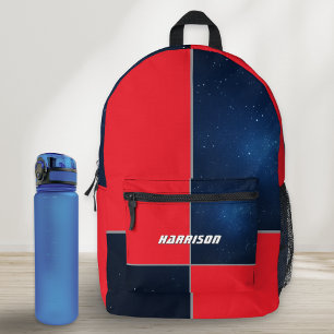 Ruimte Galaxy Geometrisch Rood Marineblauw Persoon Bedrukte Rugzak