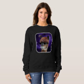 Ruimte Galaxy Pixel Zonnebril Absurd Retro Alpaca Trui (Voorkant volledig)