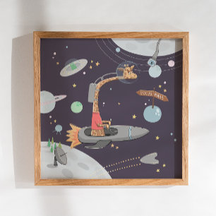 Ruimte giraf voor baby jongen. Dieren kinderkamer Poster