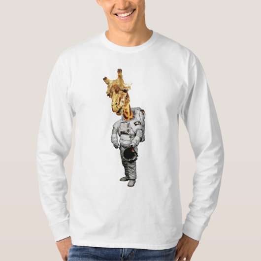 Ruimte-Giraffe Lange hoes T-shirt (Voorkant)