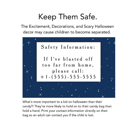 Ruimte Halloween Tas - Aangepaste veiligheidsinfor