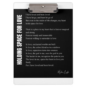Ruimte houden voor liefdesgedicht muurkunst poster klembord