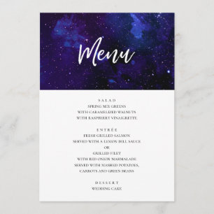 Ruimte huwelijksdiner. Nachtsterren. Marine modern Menu