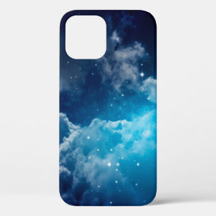 Ruimte in de nachtelijke hemel met wolken en sterr iPhone 12 hoesje